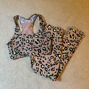 Fabletics Amped Leopard Print Workout Set – Size Small